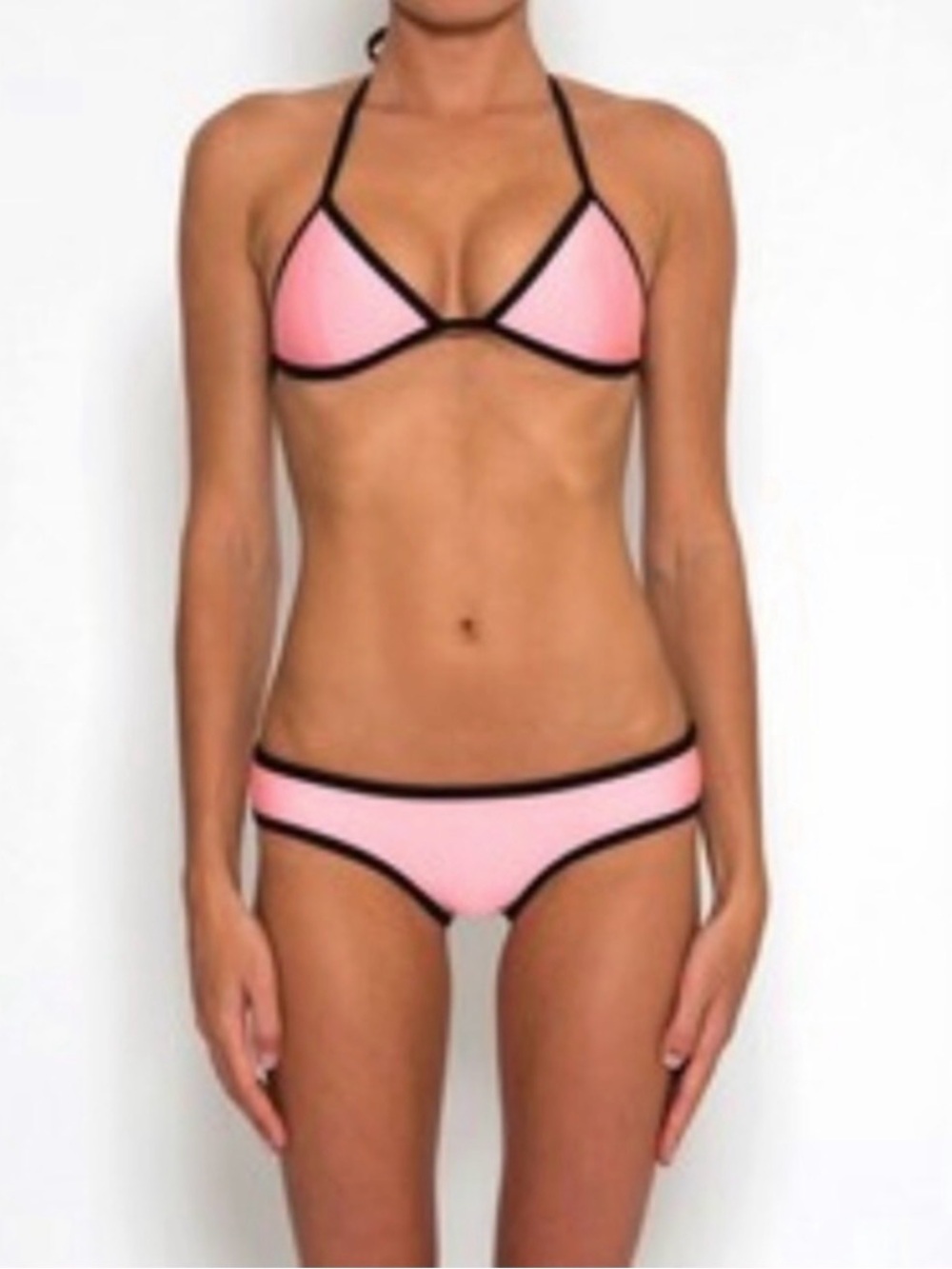 triangl swimwear Pink Triangle Bikini with Black Trim